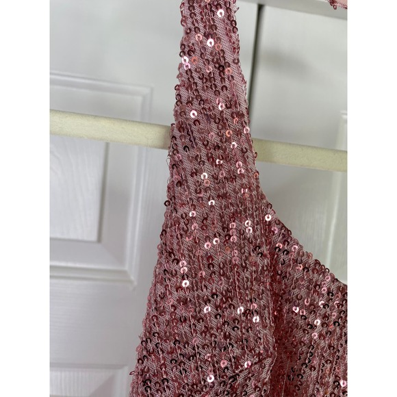 Mac Duggal SEQUINED HALTER STRAP‎ LOW SIDE KNOT GOWN, Rspberry Pink, Sz 0, 11279 - Picture 6 of 8